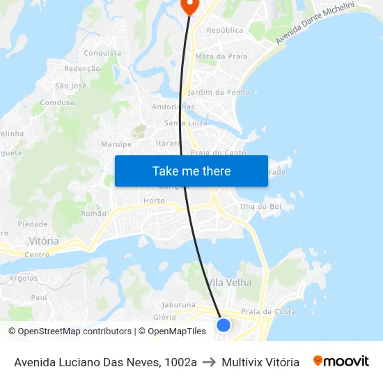 Avenida Luciano Das Neves, 1002a to Multivix Vitória map