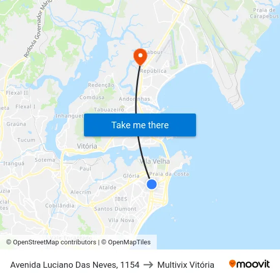 Avenida Luciano Das Neves, 1154 to Multivix Vitória map