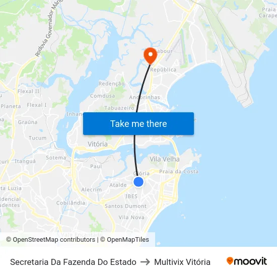 Secretaria Da Fazenda Do Estado to Multivix Vitória map