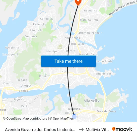 Avenida Governador Carlos Lindenberg, 722 to Multivix Vitória map