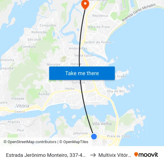 Estrada Jerônimo Monteiro, 337-413 to Multivix Vitória map