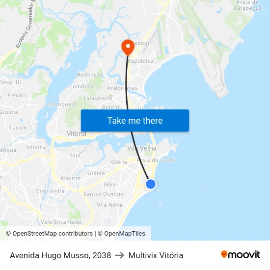 Avenida Hugo Musso, 2038 to Multivix Vitória map