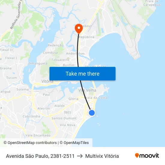 Avenida São Paulo, 2381-2511 to Multivix Vitória map