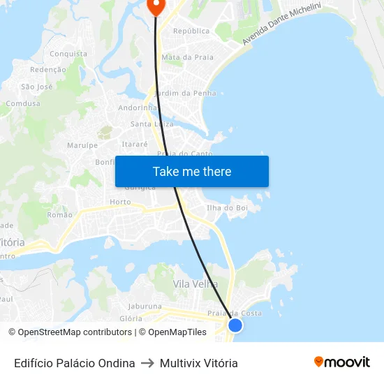 Edifício Palácio Ondina to Multivix Vitória map