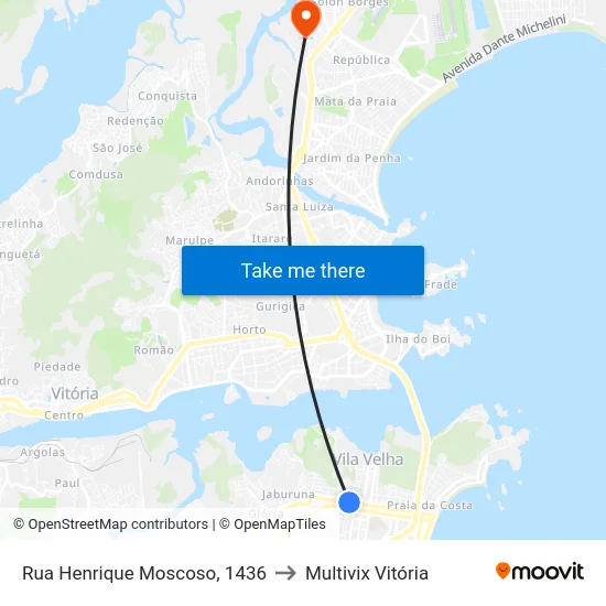 Rua Henrique Moscoso, 1436 to Multivix Vitória map