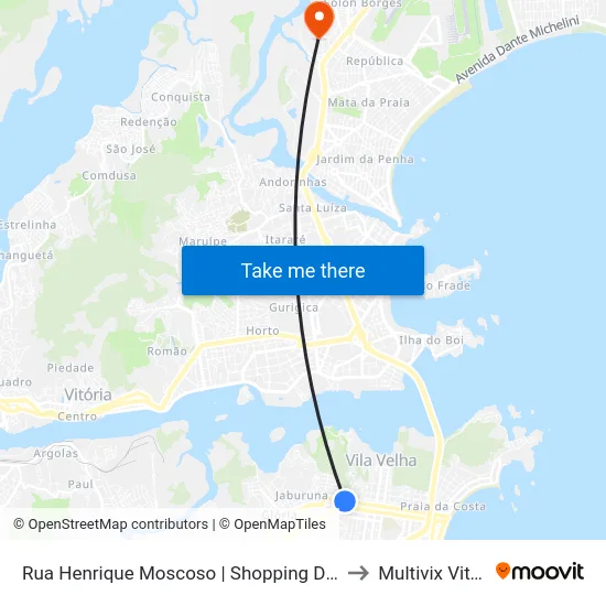 Rua Henrique Moscoso | Shopping Da Terra to Multivix Vitória map