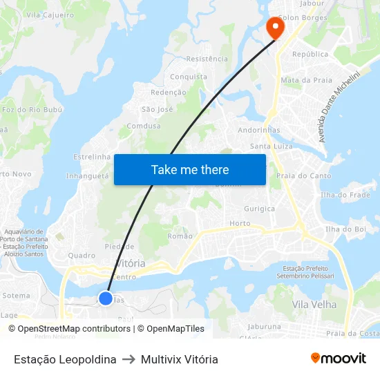 Estação Leopoldina to Multivix Vitória map