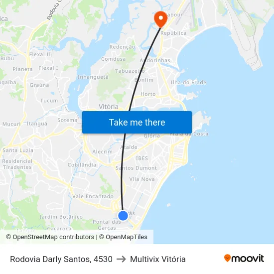Rodovia Darly Santos, 4530 to Multivix Vitória map