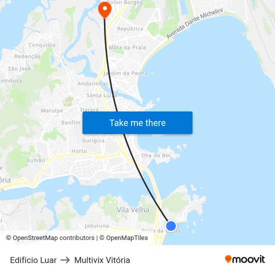 Edifício Luar to Multivix Vitória map