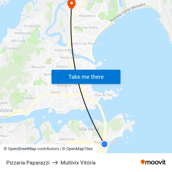 Pizzaria Paparazzi to Multivix Vitória map