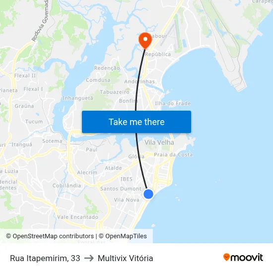 Rua Itapemirim, 33 to Multivix Vitória map