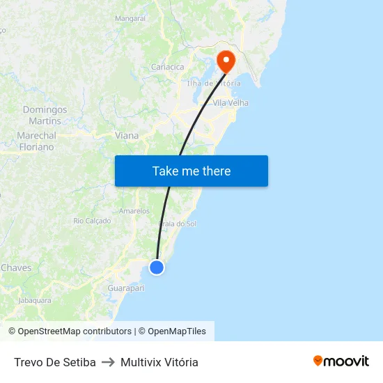 Trevo De Setiba to Multivix Vitória map