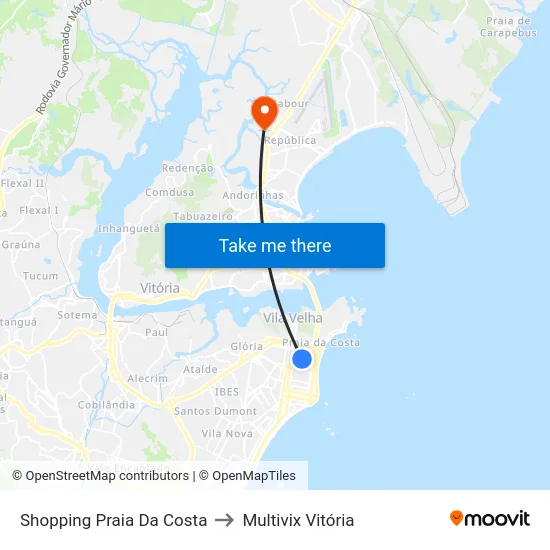 Shopping Praia Da Costa to Multivix Vitória map