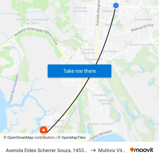 Avenida Eldes Scherrer Souza, 1453-1457 to Multivix Vitória map