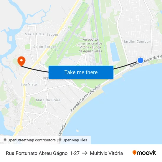 Rua Fortunato Abreu Gágno, 1-27 to Multivix Vitória map
