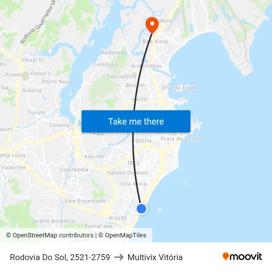 Rodovia Do Sol, 2521-2759 to Multivix Vitória map