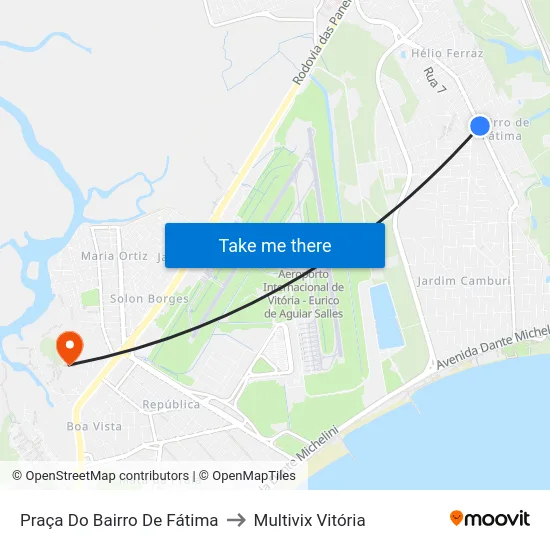 Praça Do Bairro De Fátima to Multivix Vitória map