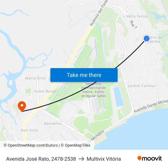 Avenida José Rato, 2478-2538 to Multivix Vitória map