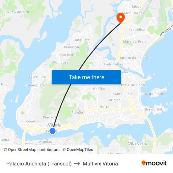 Palácio Anchieta (Transcol) to Multivix Vitória map