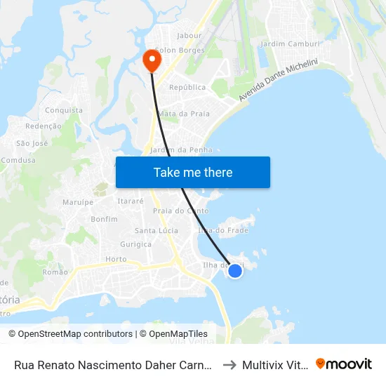 Rua Renato Nascimento Daher Carneiro, 661 to Multivix Vitória map