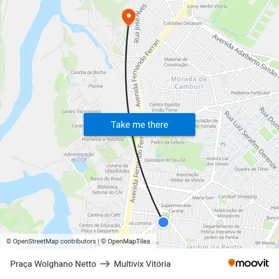 Praça Wolghano Netto to Multivix Vitória map