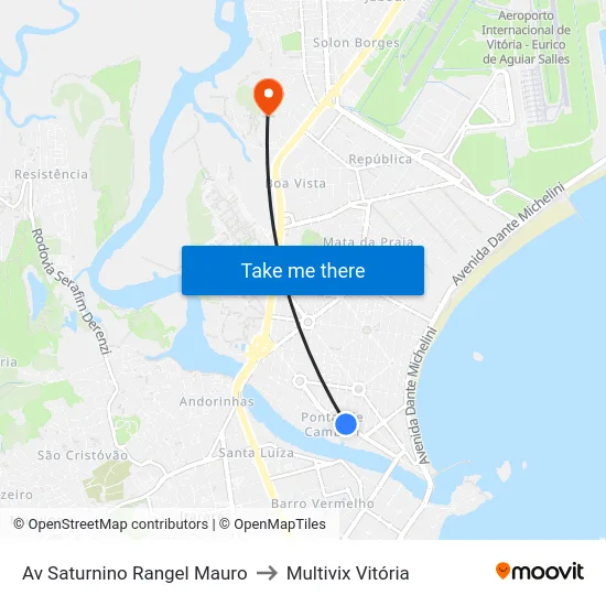 Av Saturnino Rangel Mauro to Multivix Vitória map