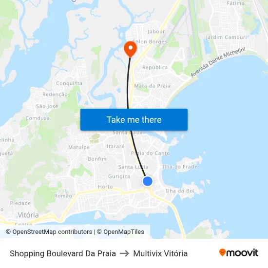 Shopping Boulevard Da Praia to Multivix Vitória map