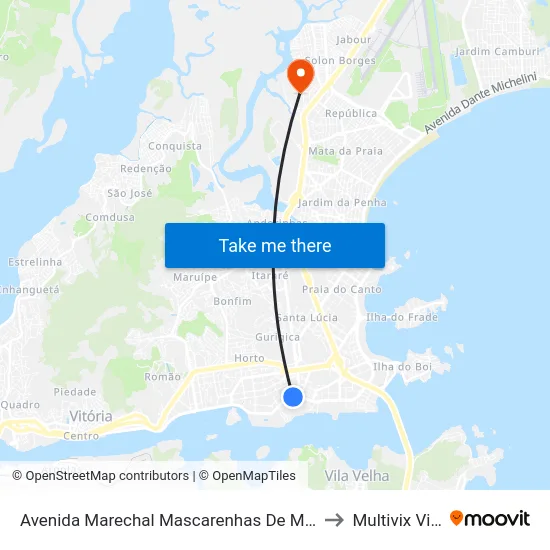 Avenida Marechal Mascarenhas De Moraes, 2706 to Multivix Vitória map