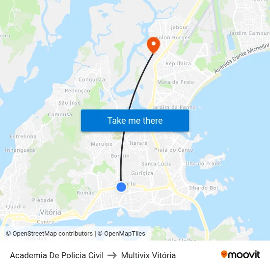 Academia De Policia Civil to Multivix Vitória map