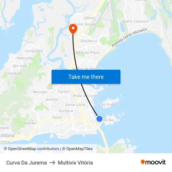Curva Da Jurema to Multivix Vitória map