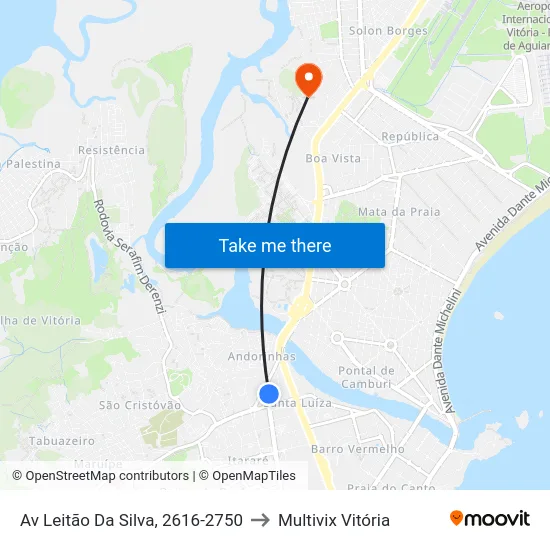 Av Leitão Da Silva, 2616-2750 to Multivix Vitória map