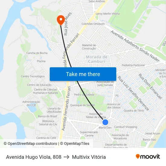 Avenida Hugo Viola, 808 to Multivix Vitória map