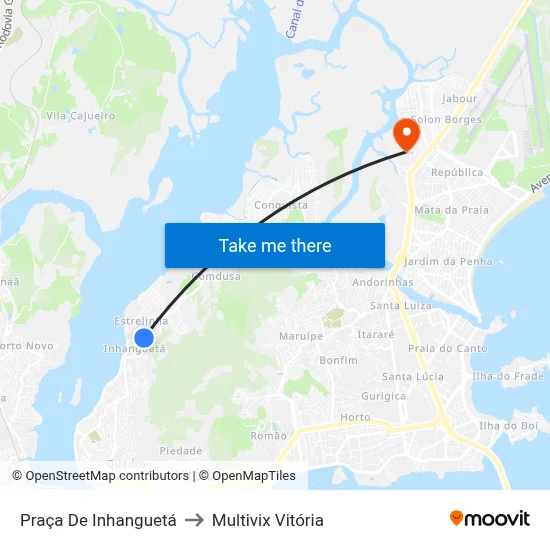 Praça De Inhanguetá to Multivix Vitória map