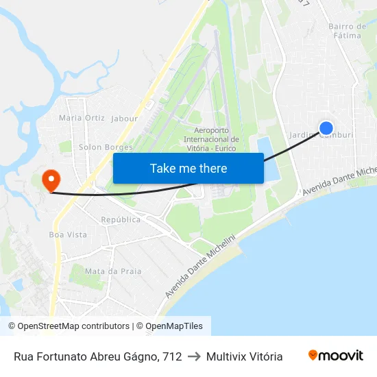 Rua Fortunato Abreu Gágno, 712 to Multivix Vitória map
