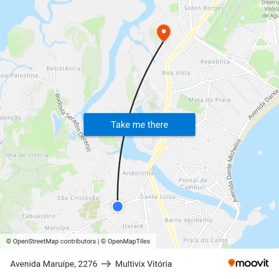 Avenida Maruípe, 2276 to Multivix Vitória map
