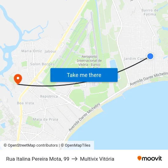 Rua Italina Pereira Mota, 99 to Multivix Vitória map