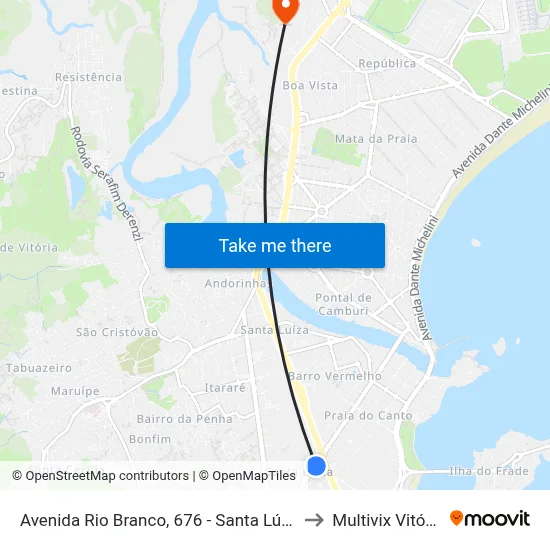 Avenida Rio Branco, 676 - Santa Lúcia to Multivix Vitória map
