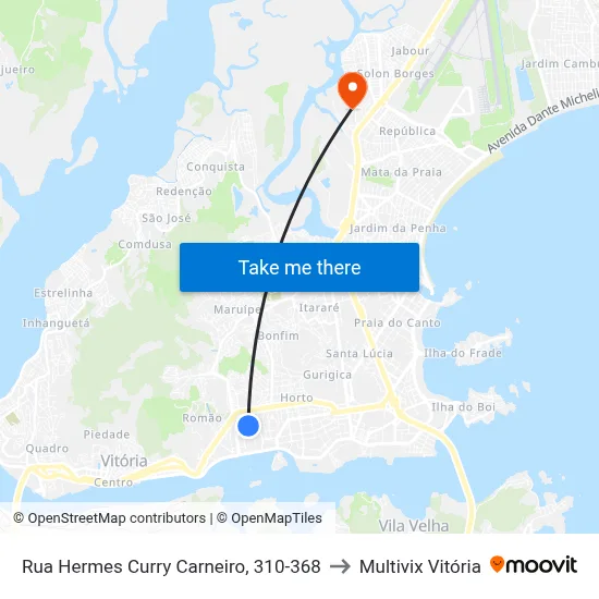 Rua Hermes Curry Carneiro, 310-368 to Multivix Vitória map