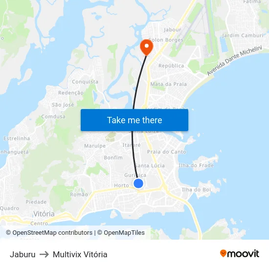 Jaburu to Multivix Vitória map