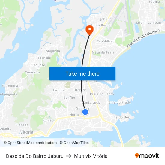 Descida Do Bairro Jaburu to Multivix Vitória map