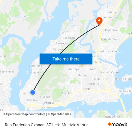 Rua Frederico Ozanan, 371 to Multivix Vitória map