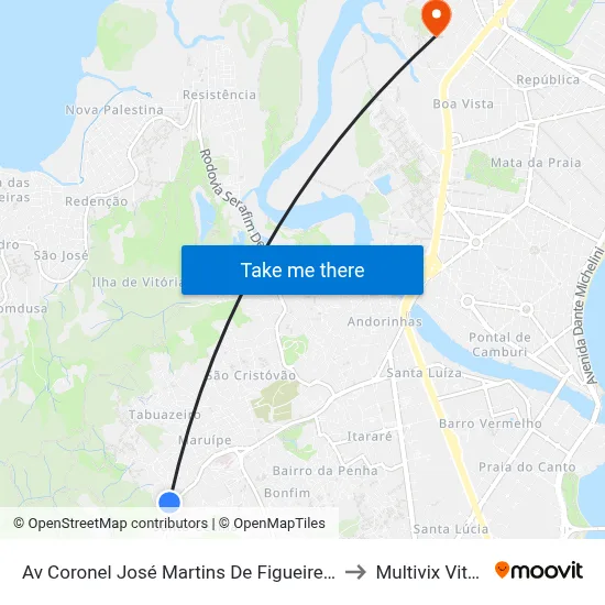 Av Coronel José Martins De Figueiredo, 38 to Multivix Vitória map