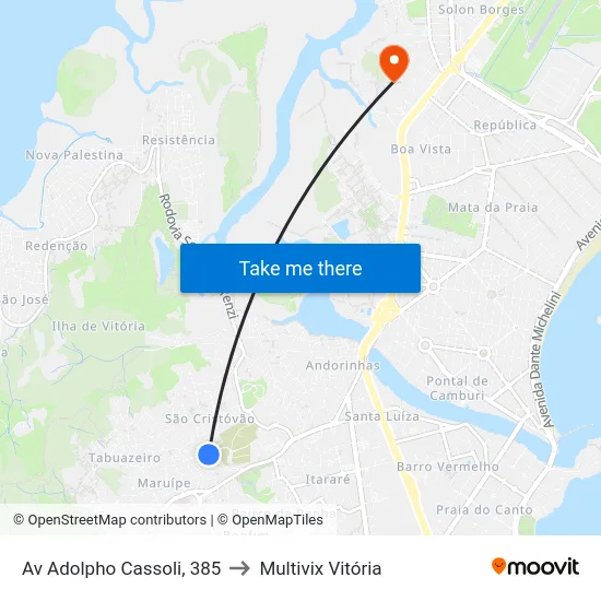 Av Adolpho Cassoli, 385 to Multivix Vitória map