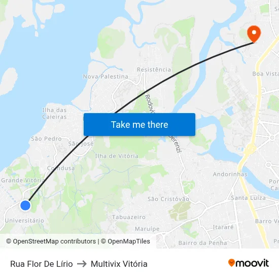 Rua Flor De Lírio to Multivix Vitória map