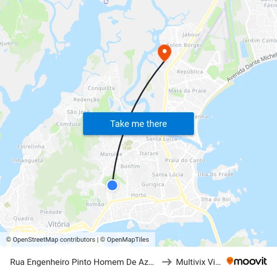 Rua Engenheiro Pinto Homem De Azevedo, 213 to Multivix Vitória map