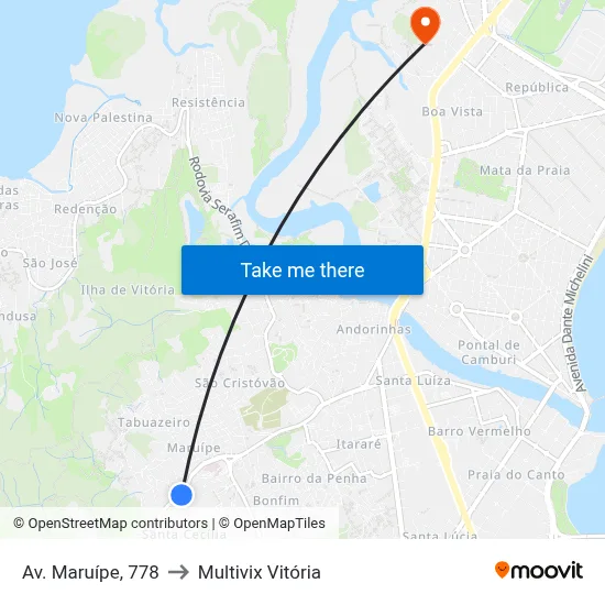 Av. Maruípe, 778 to Multivix Vitória map