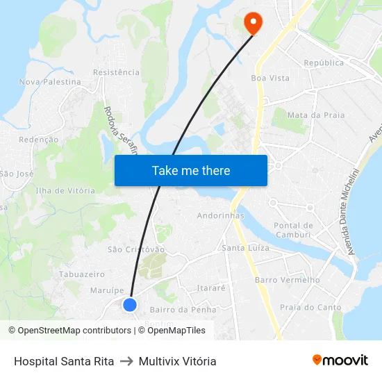 Hospital Santa Rita to Multivix Vitória map