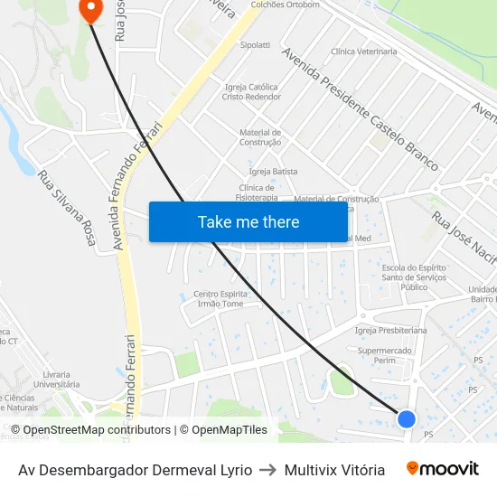 Av Desembargador Dermeval Lyrio to Multivix Vitória map