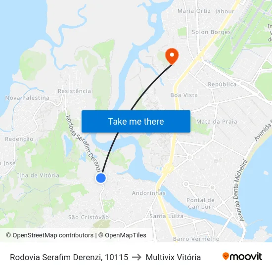 Rodovia Serafim Derenzi, 10115 to Multivix Vitória map