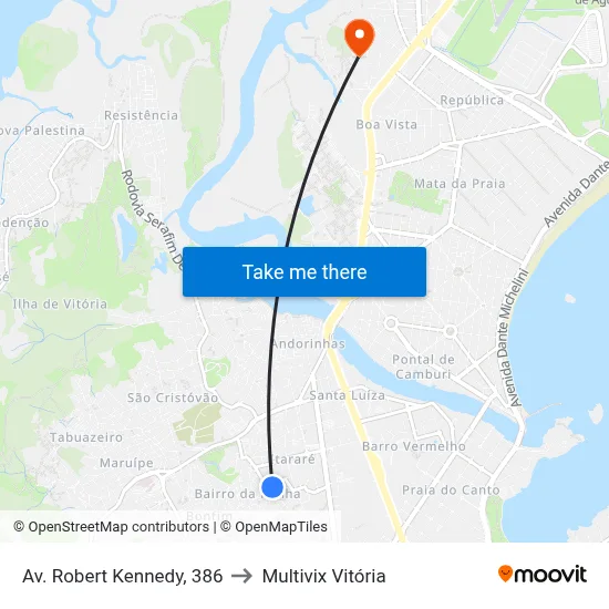 Av. Robert Kennedy, 386 to Multivix Vitória map
